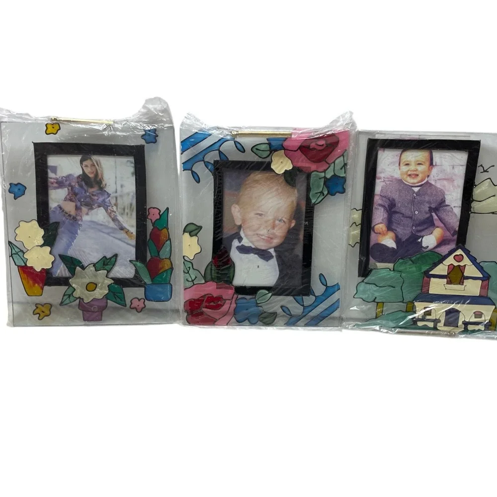 Three Decorative Picture Frames Stained Glass Artistry 8 x 6 1/2‎